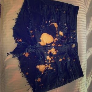 Bleach splattered jean shorts